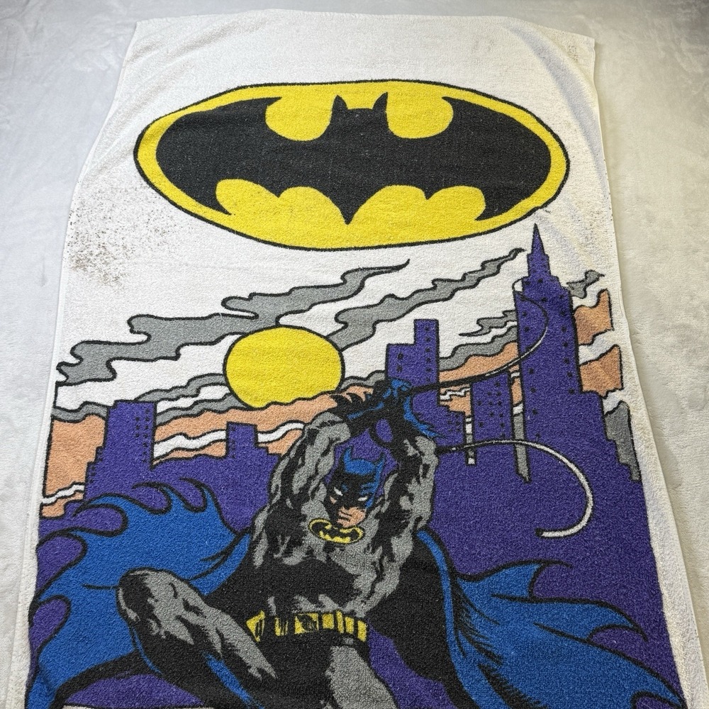 Vintage Batman Beach Towel 1989 DC Comics Large Graphic Cotton 26.5 x 50.5